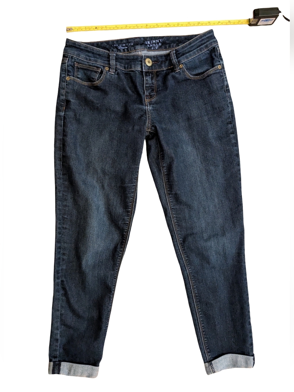 The Limited Skinny Ankle Jeans 678 Dark Wash Cuffed Hem 4